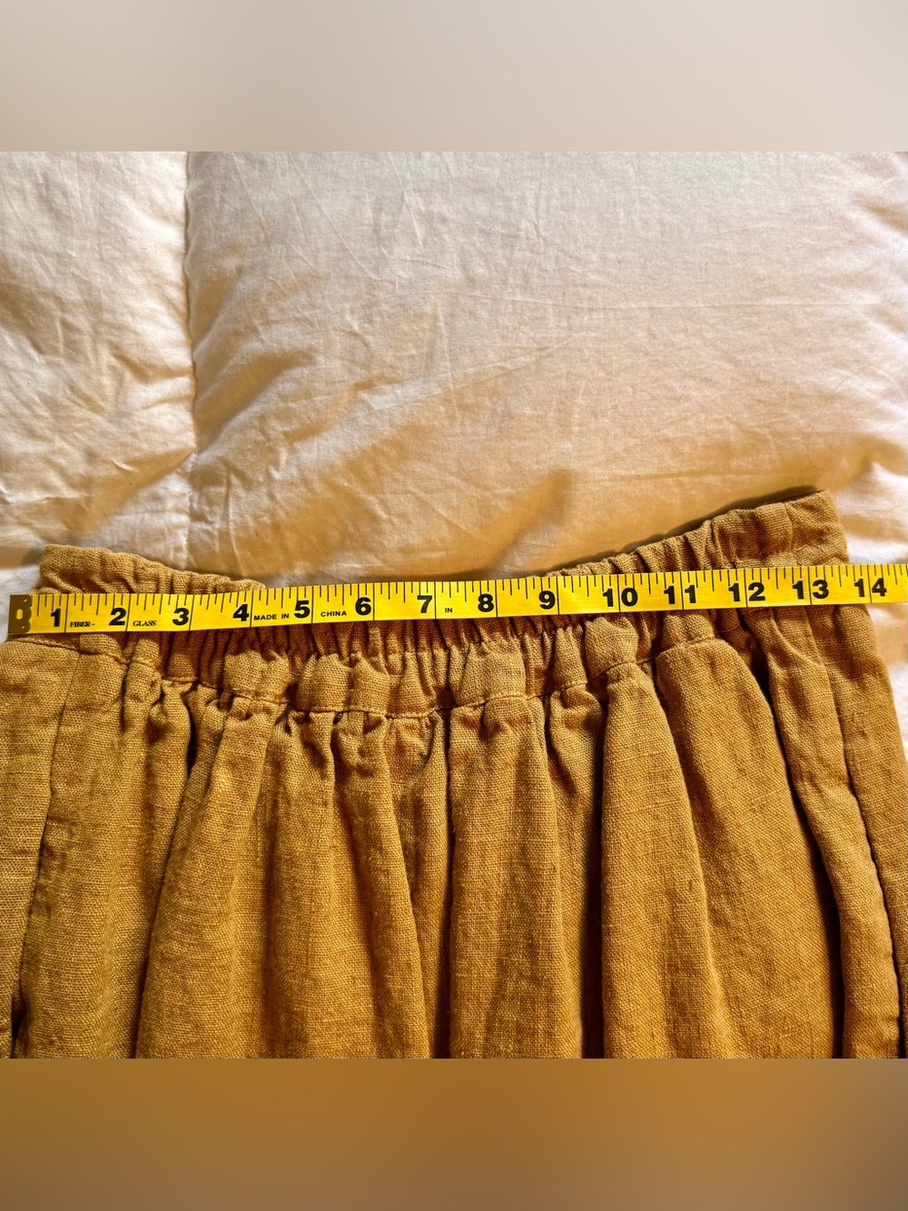 Linen Mill High-Waist Heavy Linen Button-Front Skirt | Honey Gold | M/L - Picture 7 of 7